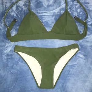 Never worn, green bikini set